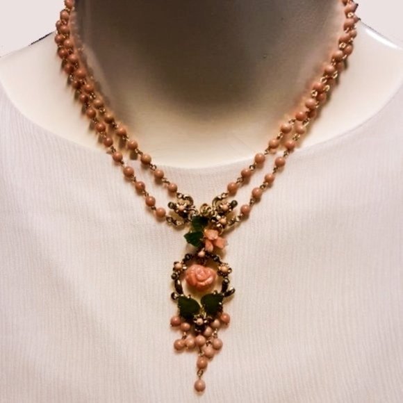Rare Vintage Jose & Maria Barrera Coral & Jade Necklace Set - Picture 5 of 5